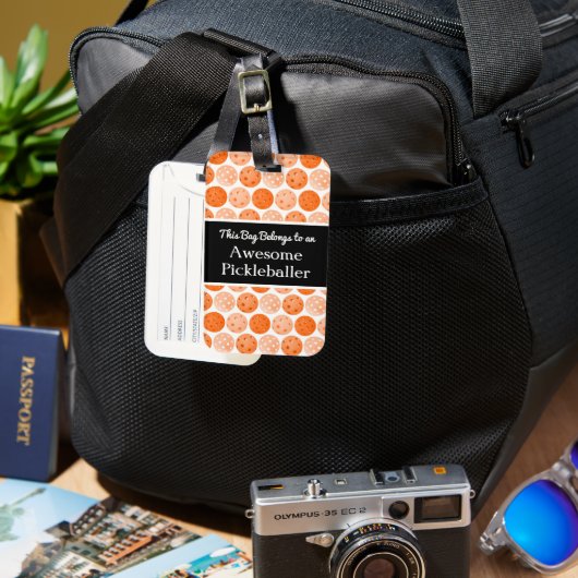 ピックル素晴らしバラートラベルオレンジピックボール ラゲッジタグ (正面&裏面)