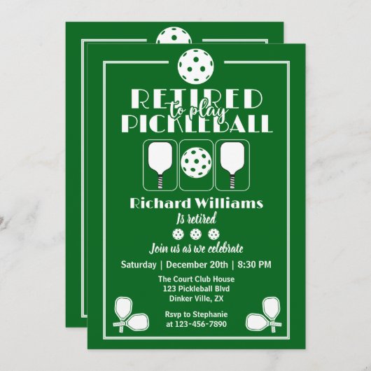 ピックル退職したボ遊ールにリタモダンイア 招待状 (正面/裏面)