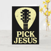 ピック・ジーザス - キリスト教ギター礼拝パストラル カード (黄色い花)