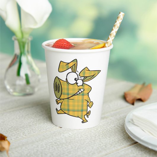 ピッグの格子模様 紙コップ