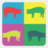 ピッグスカラフルクエアステッカー スクエアシール (正面)