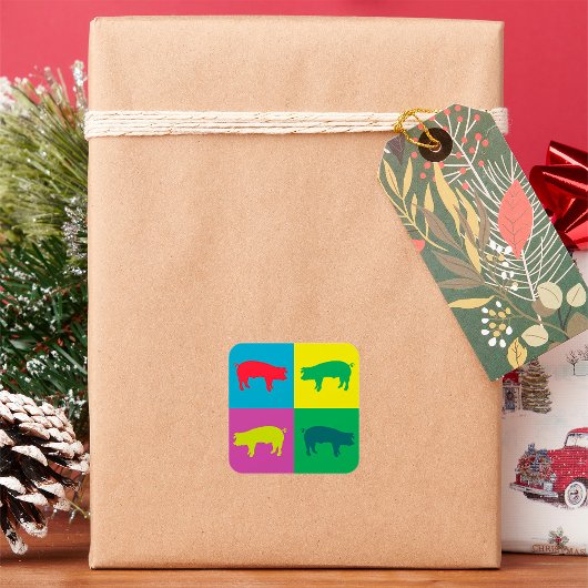 ピッグスカラフルクエアステッカー スクエアシール