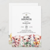 ピッグス男女兼用ベビーシャワー招待状 招待状 (正面/裏面)