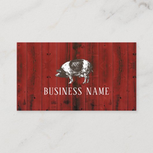 ピッグ家畜用農業ブッチャーショップレッドバーンウッド 名刺 (正面)