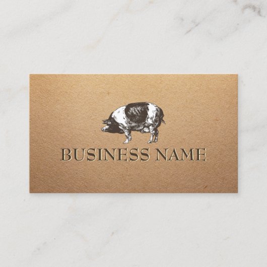 ピッグ家畜用農業素朴クラフト 名刺 (正面)