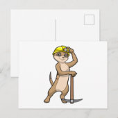 ピッケルを手にした鉱夫のミーアキャット ポストカード (正面/裏面)