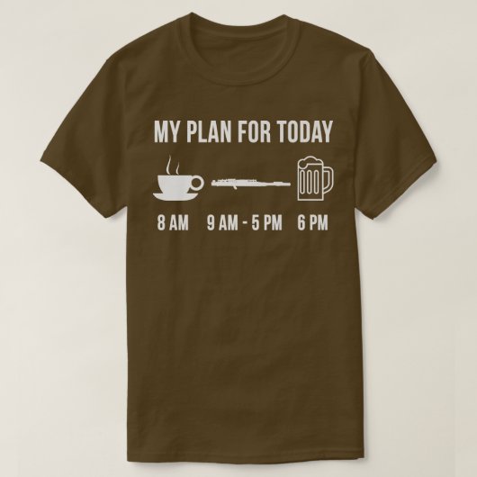 ピッコロおもしろい楽器音楽の今日の私の計画 Tシャツ (デザイン正面)