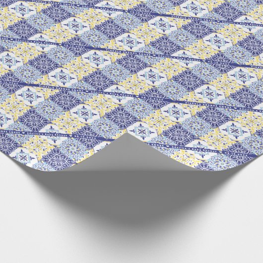 ピッコロアモーレイタリアンタイルブルーレモンベビーシャワー ラッピングペーパー (角)