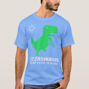 ピッザサウルス ピザ好きレトロアーケードビデオゲームD Tシャツ