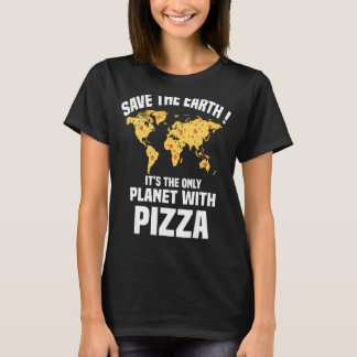 ピッザサラミハムマッシュルームトマトイタリアレッドホワイト Tシャツ