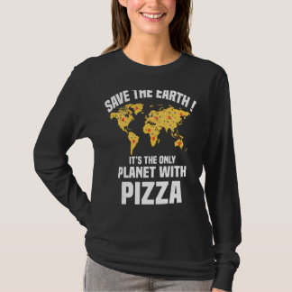 ピッザサラミハムマッシュルームトマトイタリアレッドホワイト Tシャツ