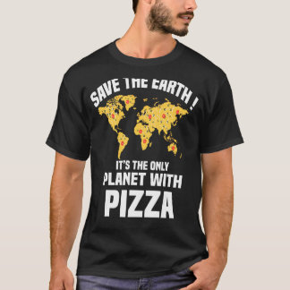 ピッザサラミハムマッシュルームトマトイタリアレッドホワイト Tシャツ