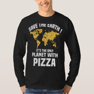 ピッザサラミハムマッシュルームトマトイタリアレッドホワイト Tシャツ