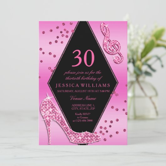 ピッスタイリッシュかわいらしク30歳の誕生日 招待状 (スタンド正面)