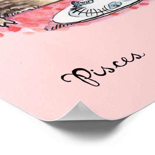 ピッセおもしろいスのポスター〔占星術の〕十二宮図キャットスターのサインのポスター ポスター (角)