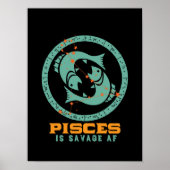 ピッセおもしろいス〔占星術の〕十二宮図星印アストロロジー誕生日 ポスター (正面)