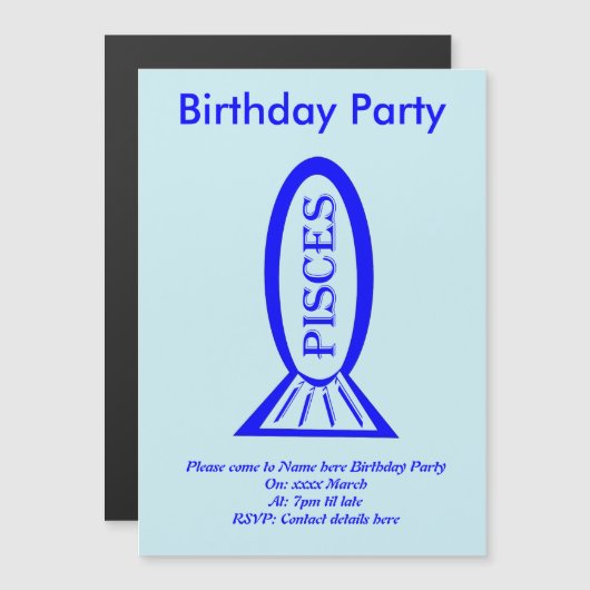 ピッセススターサインフィッシュカスタム招待状 マグネット招待状 (正面/裏面)