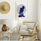 ピッセスブフェミニンルーブルー金ゴールド〔占星術の〕十二宮図デザイン ポスター