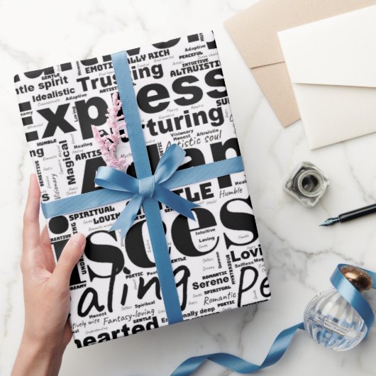 ピッセスワードクラウド〔占星術の〕十二宮図インスピレーション ラッピングペーパー (ギフト)