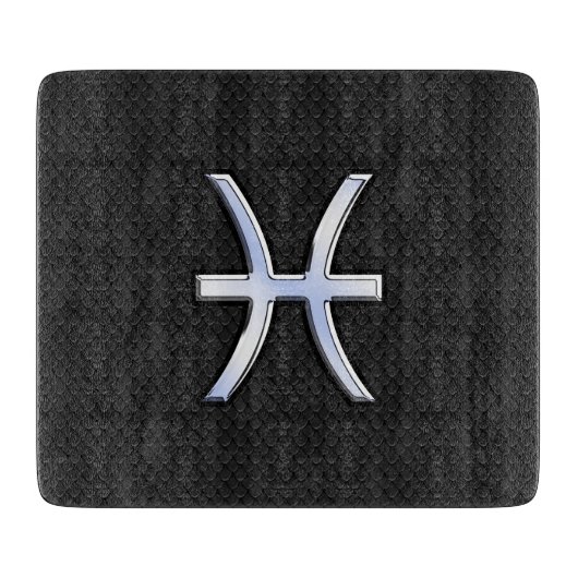 ピッセモダンス〔占星術の〕十二宮図サインブラックスネークスキンスタイル カッティングボード (正面)