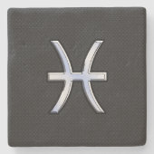 ピッセモダンス〔占星術の〕十二宮図サインブラックスネークスキンスタイル ストーンコースター (正面)