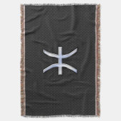 ピッセモダンス〔占星術の〕十二宮図サインブラックスネークスキンスタイル スローブランケット (正面縦)