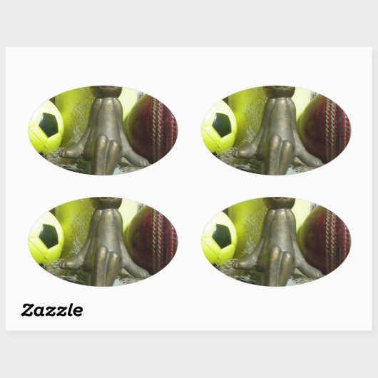 ピッチと折り目を越えて:サッカーのクリケットブレンド 楕円形シール (シート)