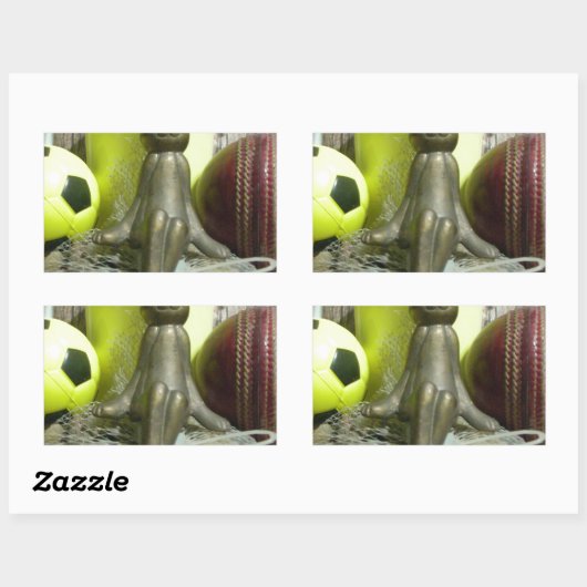 ピッチと折り目を越えて:サッカーのクリケットブレンド 長方形シール (シート)