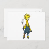 ピッチフォークを持った農夫のキリン ポストカード (正面/裏面)