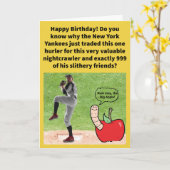 ピッチャーおもしろいを1千回のワームの誕生日に値する カード (黄色い花)