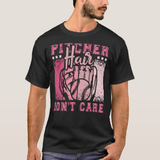 ピッチャーの髪はソフトボ気にールの女の子 Tシャツ