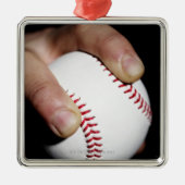 ピッチャーは野球の把握を渡します メタルオーナメント (正面)