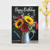 ピッチャーフラワーの誕生日カード カード (黄色い花)