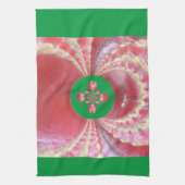 ピッチ万華鏡のように千変万化するパターン：クリケットボールThe Game'sハート キッチンタオル (縦)