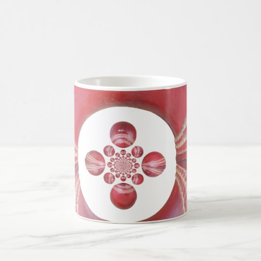 ピッチ万華鏡のように千変万化するパターン:クリケットボールThe Game'sハート コーヒーマグカップ (中央)