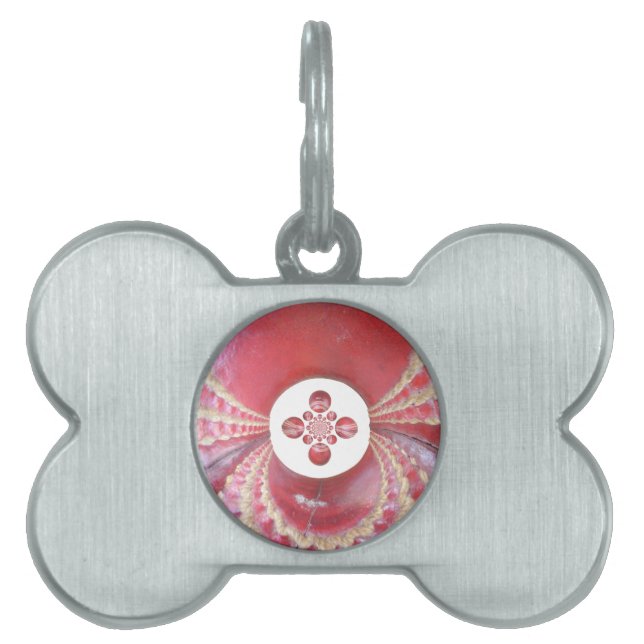 ピッチ万華鏡のように千変万化するパターン：クリケットボールThe Game'sハート ペットネームタグ (正面)