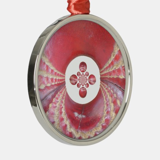 ピッチ万華鏡のように千変万化するパターン:クリケットボールThe Game'sハート メタルオーナメント (右)