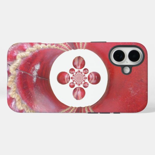 ピッチ万華鏡のように千変万化するパターン:クリケットボールThe Game'sハート Case-Mate iPhoneケース (裏面 (横))