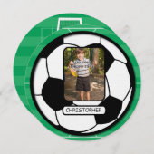 ピッチ誕生日パーティーにフォトサッカーボール 招待状 (正面/裏面)