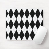 ピッチ黒アーガイル白ダイヤモンド小さい形 マウスパッド (マウス)