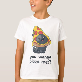 ピッツァねこミーム食べ物 Tシャツ