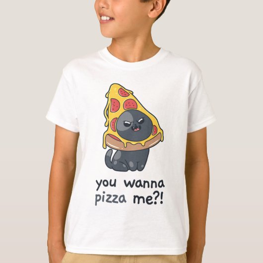 ピッツァねこミーム食べ物 Tシャツ (正面)
