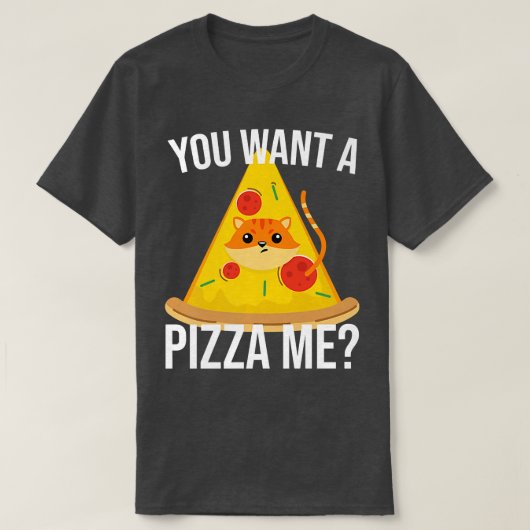 ピッツァねこミーム食べ物 Tシャツ (デザイン正面)