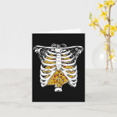 ピッツァ付き骨組みリブケージハッピーハローウィン日 カード (黄色い花)