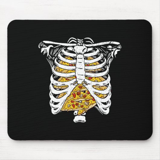 ピッツァ付き骨組みリブケージハッピーハローウィン日 マウスパッド (正面)