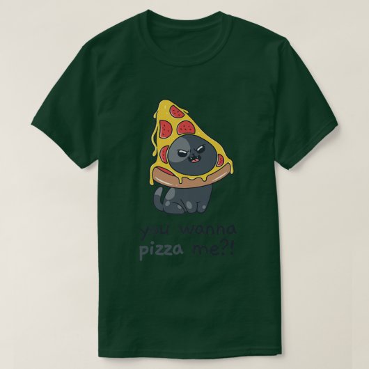 ピッツァ猫ミーム食べ物プレミアム Tシャツ (デザイン正面)