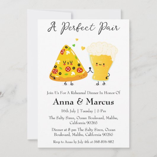 ピッツァ&ビールアパーフェクトペアブライダルディナー 招待状 (正面)