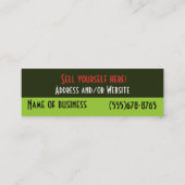 ピッツェリアのシェフのイタリア人のレストラン スキニー名刺 (裏面)