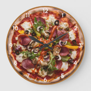 ピッツェリアイタリアンピザキッチンまたはレストランラウンド ラージ壁時計