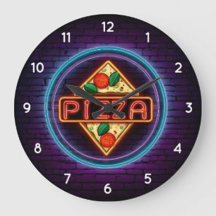 ピッツェリアイタリアンピザキッチンまたはレストランラウンド ラージ壁時計
